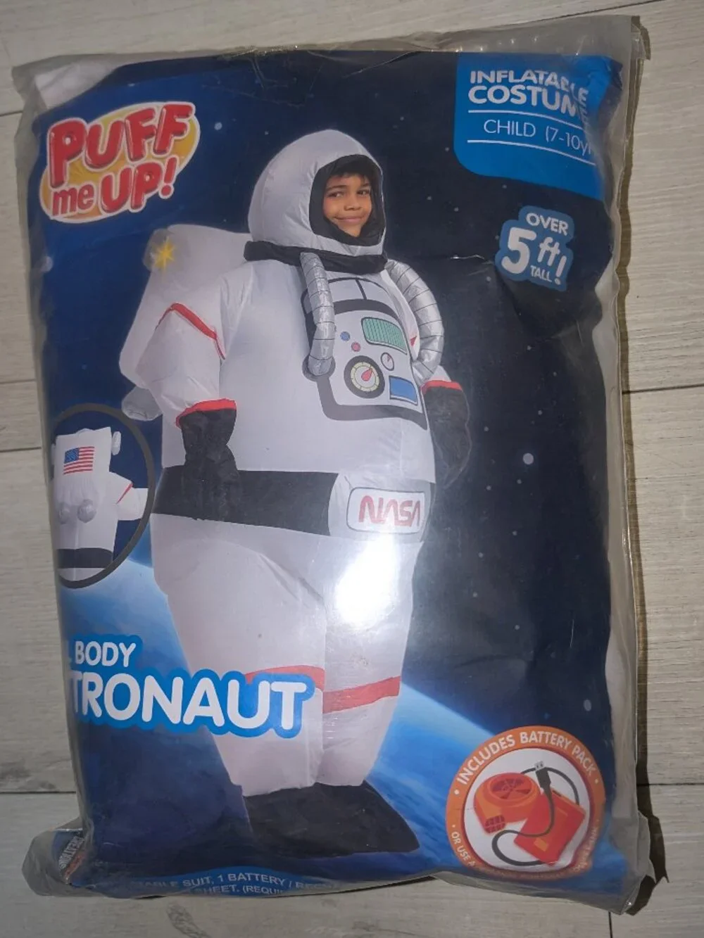 NEW Full Body Nasa Astronaut Inflatable Costume Childs Size 7-10 year old
